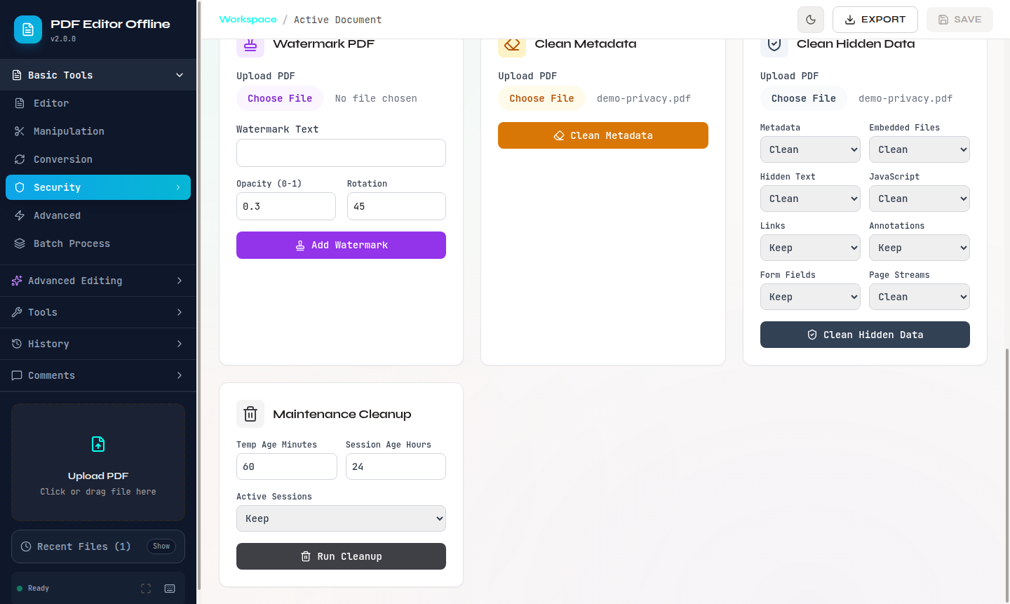 Security and privacy cleanup tools