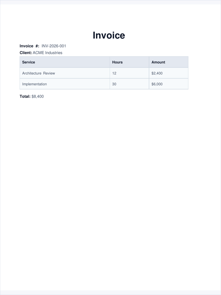 Invoice preview