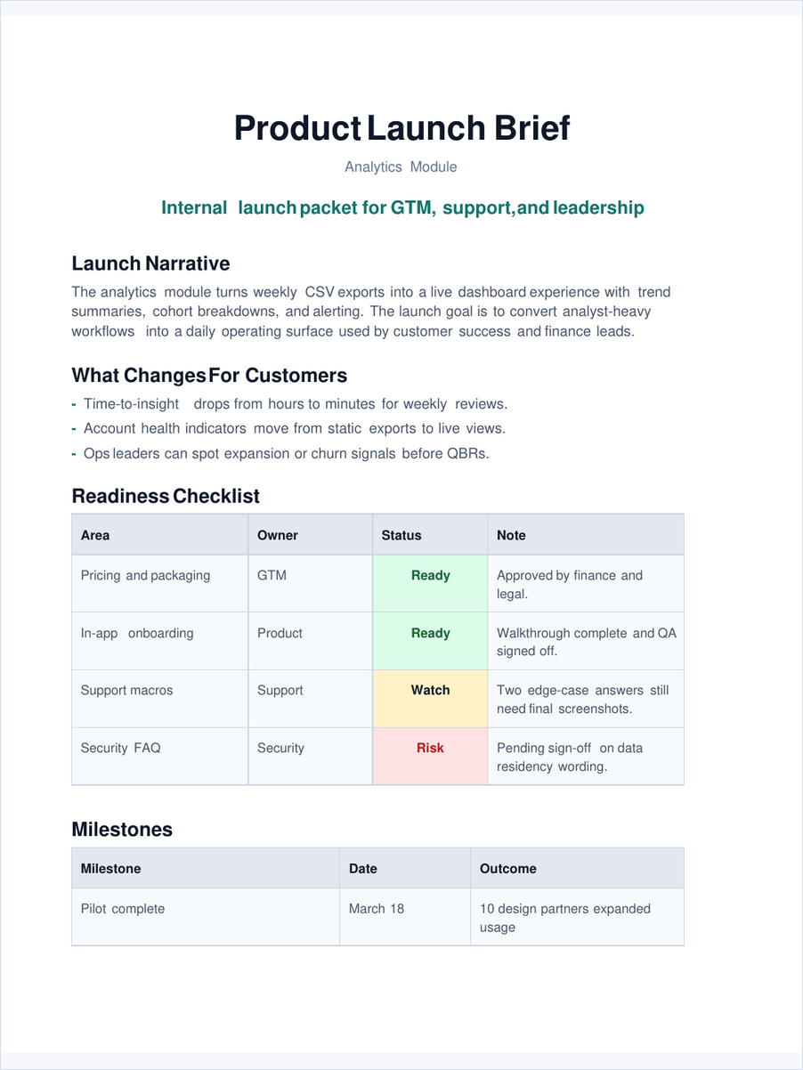 Product Launch Brief preview