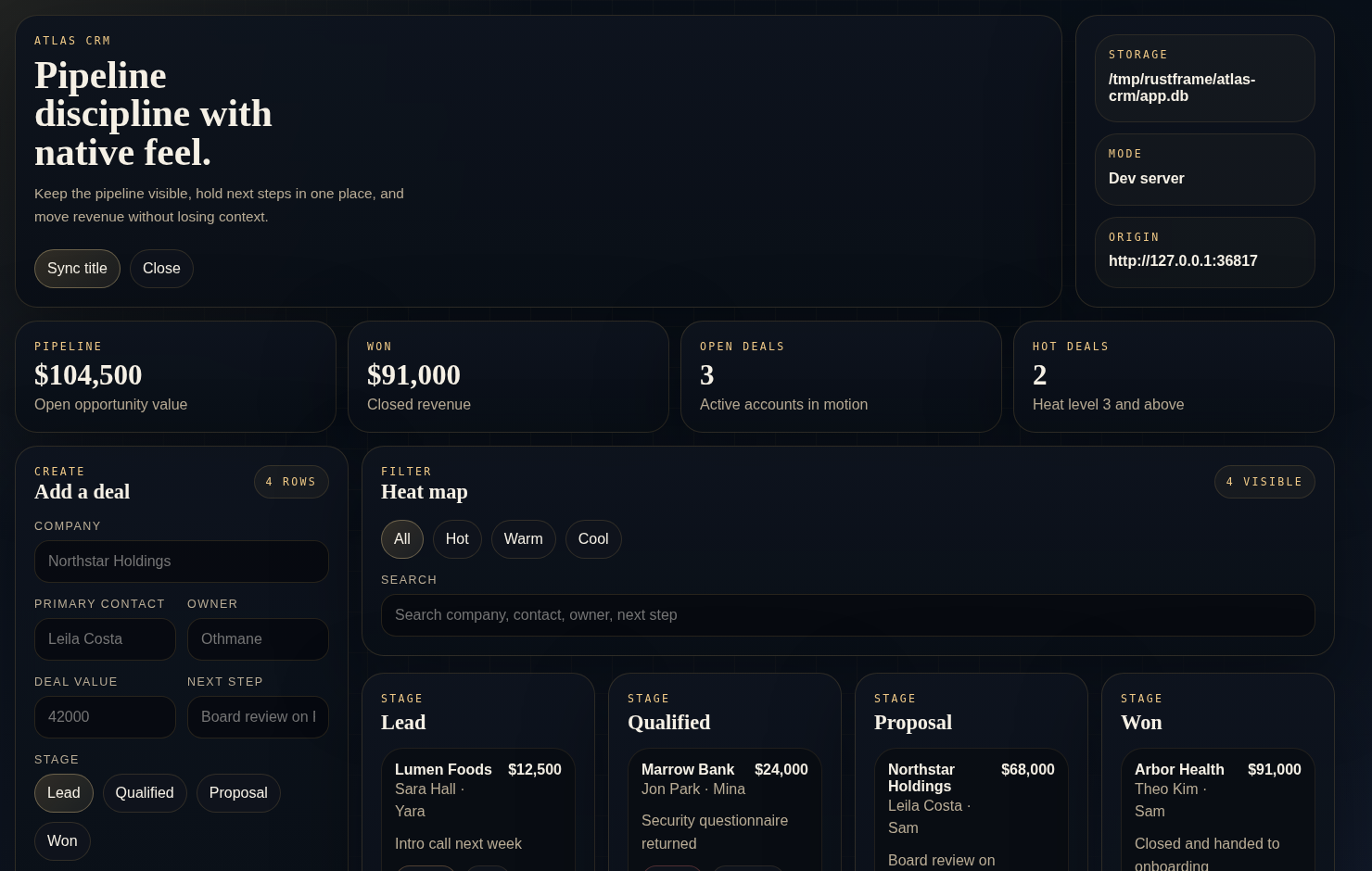 Atlas CRM screenshot
