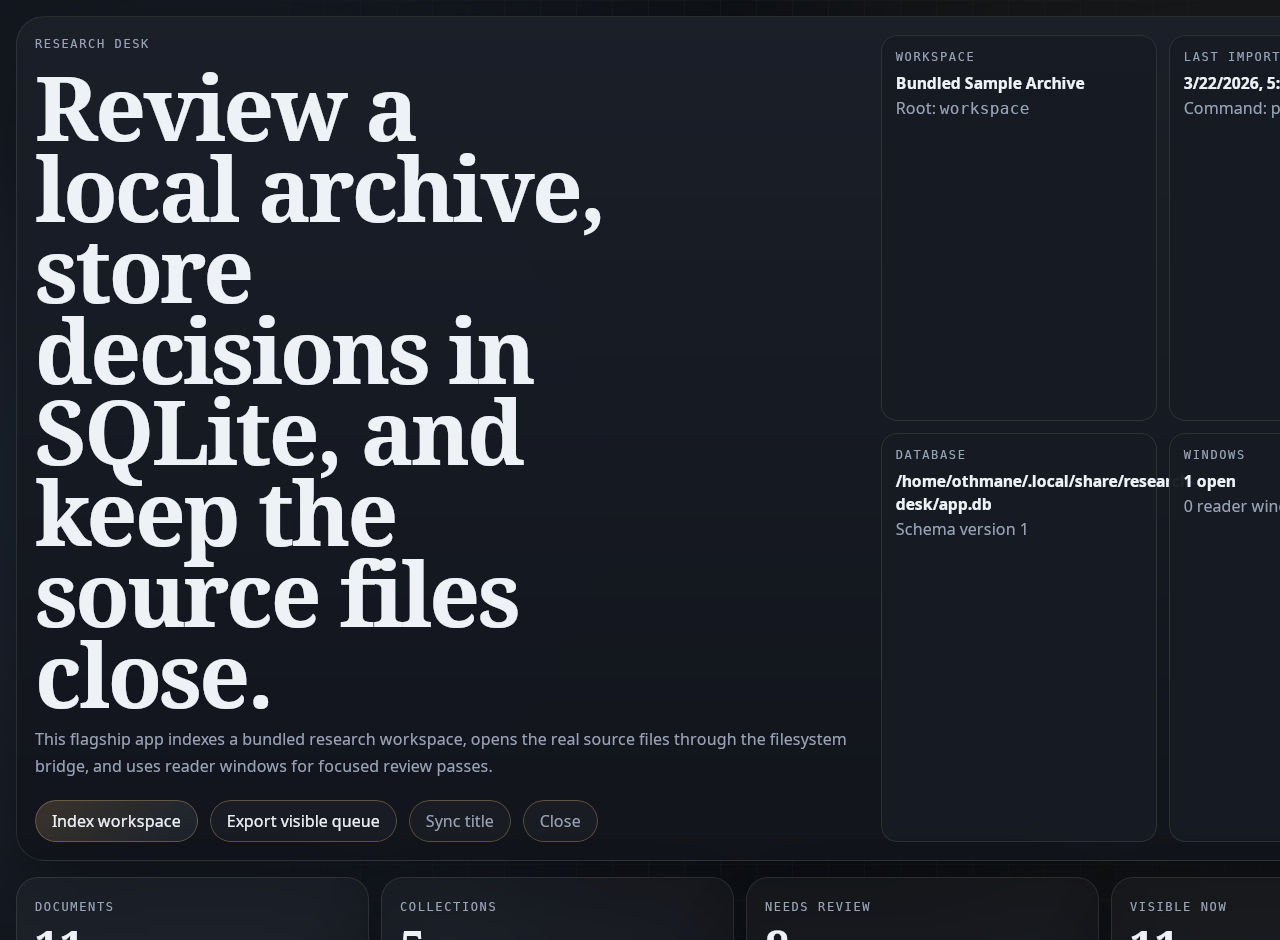 Research Desk screenshot